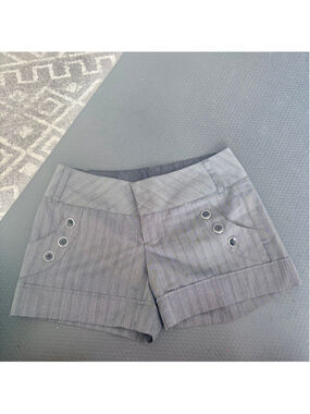 Y2K Vibe Grey Pinstripe Sailor HeartSoul Low Waist Cuffed Shorts